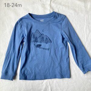 🪴5/$30 Carter's 18-24 Months Toddler Boy Blue Mountain Long Sleeve Shirt